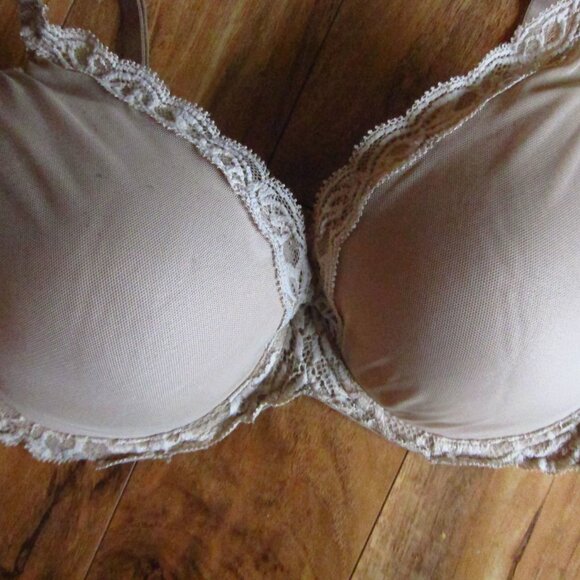NATORI Beige Feathers Plunge T-Shirt Underwire Bra size 36G - Picture 2 of 5